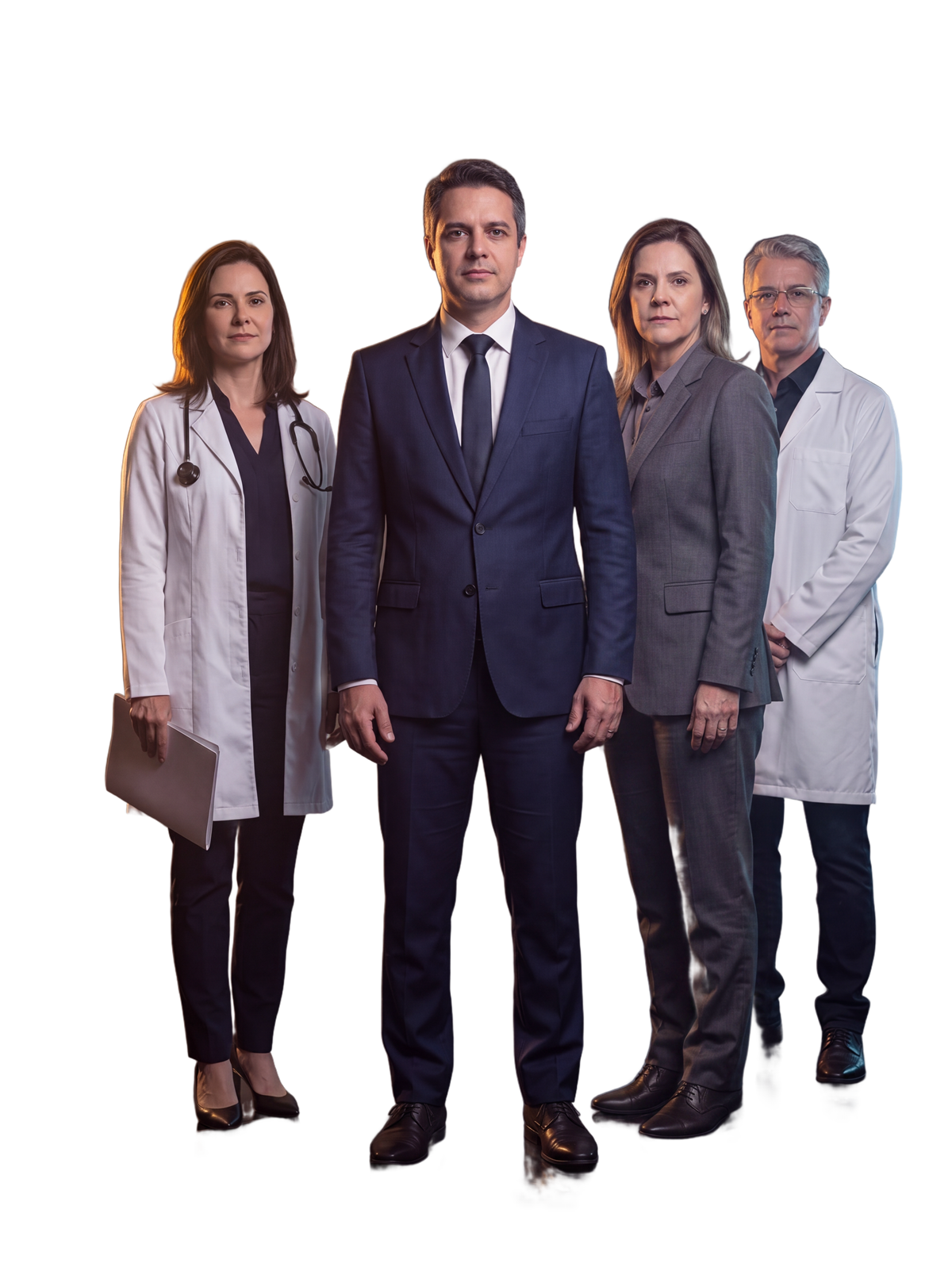 Equipe do Instituto Nexus Lex Med: dois advogados e dois médicos com experiência pericial.
